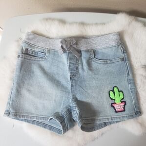 Lands' End Girl's Cactus Rib Waist Denim Shorts-Size 5 (NEW)